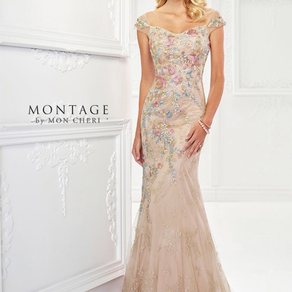 Montage by Mon Cheri Style 118966 Floral Embroidered Lace And Tulle Gown